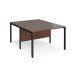 Maestro 25 back to back straight desks 1200mm x 1600mm - black bench leg frame, walnut top MB1216BKW