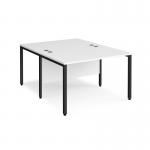 Maestro 25 back to back straight desks 1200mm x 1600mm - black bench leg frame, white top MB1216BKWH