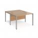 Maestro 25 back to back straight desks 1200mm x 1600mm - silver bench leg frame, beech top MB1216BSB