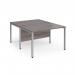 Maestro 25 back to back straight desks 1200mm x 1600mm - silver bench leg frame, grey oak top MB1216BSGO