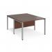 Maestro 25 back to back straight desks 1200mm x 1600mm - silver bench leg frame, walnut top MB1216BSW