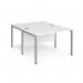 Maestro 25 back to back straight desks 1200mm x 1600mm - silver bench leg frame, white top MB1216BSWH