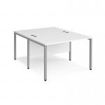 Maestro 25 back to back straight desks 1200mm x 1600mm - silver bench leg frame and white top