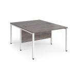 Maestro 25 back to back straight desks 1200mm x 1600mm - white bench leg frame and grey oak top