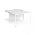 Maestro 25 back to back straight desks 1200mm x 1600mm - white bench leg frame, white top MB1216BWHWH