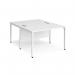 Maestro 25 back to back straight desks 1200mm x 1600mm - white bench leg frame, white top MB1216BWHWH