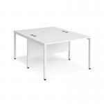 Maestro 25 back to back straight desks 1200mm x 1600mm - white bench leg frame and white top