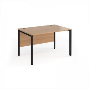 Maestro 25 straight desk 1200mm x 800mm - black bench leg frame, beech