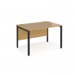 Maestro 25 straight desk 1200mm x 800mm - black bench leg frame and oak top