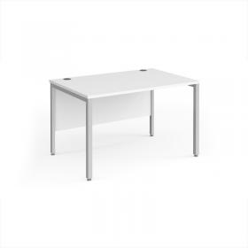 Maestro 25 straight desk 1200mm x 800mm - silver bench leg frame, white top MB12SWH