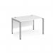 Maestro 25 straight desk 1200mm x 800mm - silver bench leg frame, white top MB12SWH