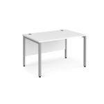 Maestro 25 straight desk 1200mm x 800mm - silver bench leg frame and white top