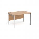 Maestro 25 straight desk 1200mm x 800mm - white bench leg frame, beech top MB12WHB