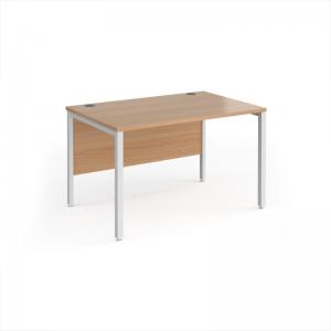 Maestro 25 straight desk 1200mm x 800mm - white bench leg frame, beech
