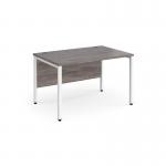 Maestro 25 straight desk 1200mm x 800mm - white bench leg frame, grey oak top MB12WHGO
