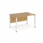 Maestro 25 straight desk 1200mm x 800mm - white bench leg frame, oak top MB12WHO