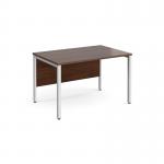 Maestro 25 straight desk 1200mm x 800mm - white bench leg frame, walnut top MB12WHW