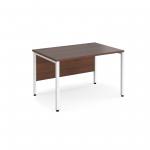 Maestro 25 straight desk 1200mm x 800mm - white bench leg frame and walnut top