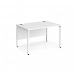 Maestro 25 straight desk 1200mm x 800mm - white bench leg frame, white top MB12WHWH