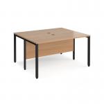 Maestro 25 back to back straight desks 1400mm x 1200mm - black bench leg frame, beech top MB1412BKB