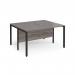 Maestro 25 back to back straight desks 1400mm x 1200mm - black bench leg frame, grey oak top MB1412BKGO