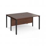 Maestro 25 back to back straight desks 1400mm x 1200mm - black bench leg frame, walnut top MB1412BKW