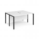 Maestro 25 back to back straight desks 1400mm x 1200mm - black bench leg frame, white top MB1412BKWH