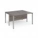 Maestro 25 back to back straight desks 1400mm x 1200mm - silver bench leg frame, grey oak top MB1412BSGO