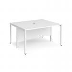 Maestro 25 back to back straight desks 1400mm x 1200mm - white bench leg frame and white top