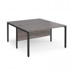 Maestro 25 back to back straight desks 1400mm x 1600mm - black bench leg frame and grey oak top