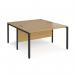 Maestro 25 back to back straight desks 1400mm x 1600mm - black bench leg frame, oak top MB1416BKO