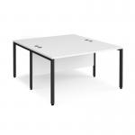 Maestro 25 back to back straight desks 1400mm x 1600mm - black bench leg frame, white top MB1416BKWH