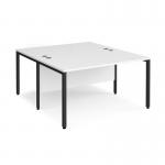 Maestro 25 back to back straight desks 1400mm x 1600mm - black bench leg frame and white top