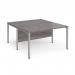 Maestro 25 back to back straight desks 1400mm x 1600mm - silver bench leg frame, grey oak top MB1416BSGO