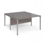 Maestro 25 back to back straight desks 1400mm x 1600mm - silver bench leg frame and grey oak top