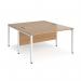 Maestro 25 back to back straight desks 1400mm x 1600mm - white bench leg frame, beech top MB1416BWHB