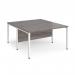 Maestro 25 back to back straight desks 1400mm x 1600mm - white bench leg frame, grey oak top MB1416BWHGO