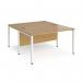 Maestro 25 back to back straight desks 1400mm x 1600mm - white bench leg frame, oak top MB1416BWHO