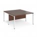 Maestro 25 back to back straight desks 1400mm x 1600mm - white bench leg frame, walnut top MB1416BWHW