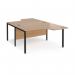 Maestro 25 back to back ergonomic desks 1400mm deep - black bench leg frame, beech top MB14EBKB