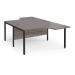 Maestro 25 back to back ergonomic desks 1400mm deep - black bench leg frame, grey oak top MB14EBKGO