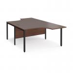 Maestro 25 back to back ergonomic desks 1400mm deep - black bench leg frame, walnut top MB14EBKW