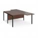 Maestro 25 back to back ergonomic desks 1400mm deep - black bench leg frame, walnut top MB14EBKW