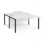 Maestro 25 back to back ergonomic desks 1400mm deep - black bench leg frame, white top MB14EBKWH