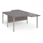Maestro 25 back to back ergonomic desks 1400mm deep - silver bench leg frame, grey oak top MB14EBSGO