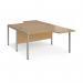 Maestro 25 back to back ergonomic desks 1400mm deep - silver bench leg frame, oak top MB14EBSO