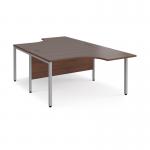 Maestro 25 back to back ergonomic desks 1400mm deep - silver bench leg frame, walnut top MB14EBSW