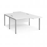 Maestro 25 back to back ergonomic desks 1400mm deep - silver bench leg frame, white top MB14EBSWH