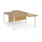 Maestro 25 back to back ergonomic desks 1400mm deep - white bench leg frame, oak top MB14EBWHO