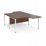 Maestro 25 back to back ergonomic desks 1400mm deep - white bench leg frame, walnut top MB14EBWHW